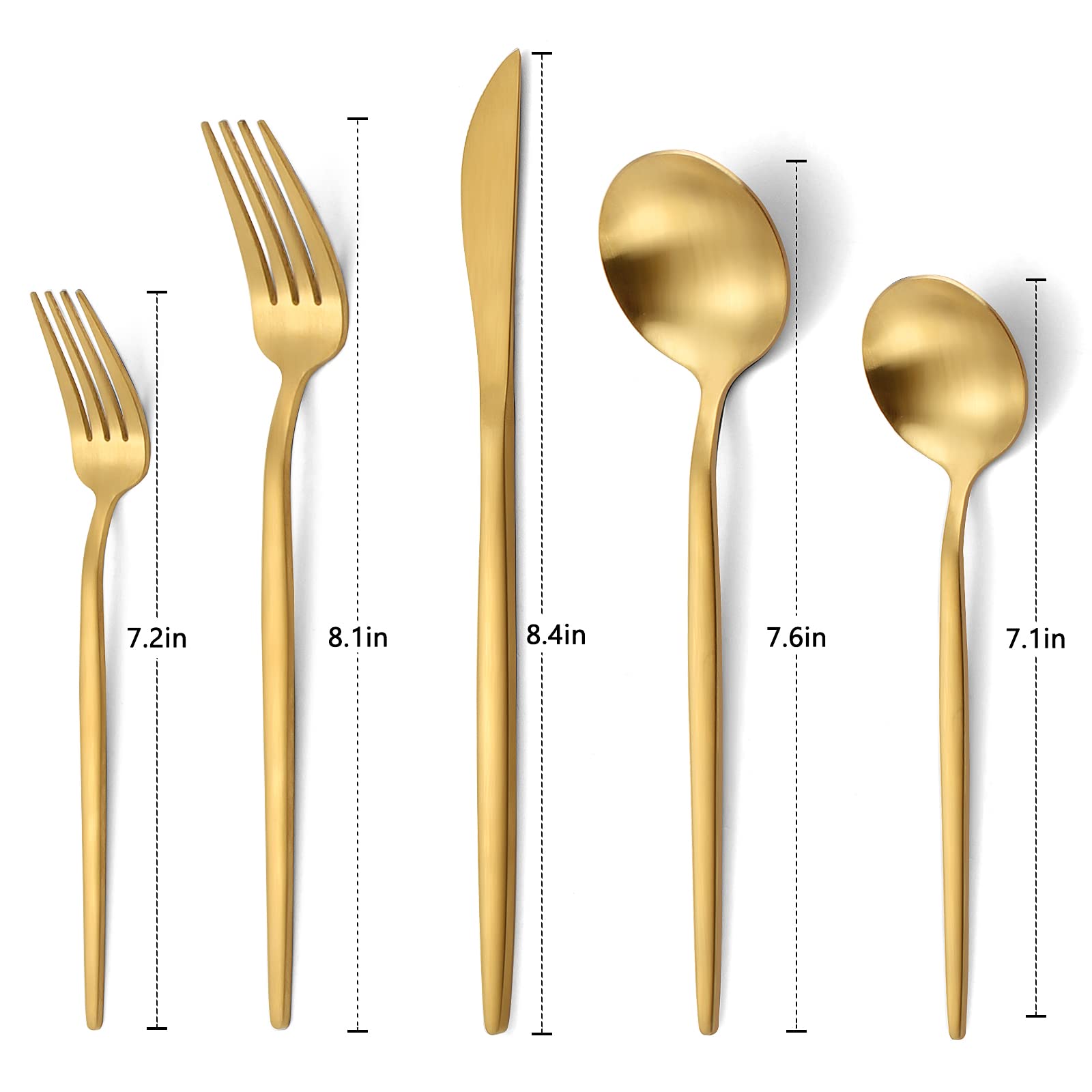 Matte Gold Silverware Set, Vanvro 40-Piece Stainless Steel Flatware Set, Satin Finish Tableware Cutlery Set, Service For 8, Home